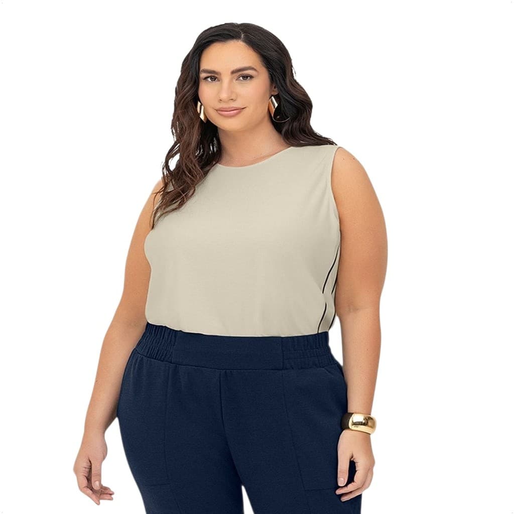 Blusa Feminina Regata Viscose Lisa Plus Size Secret Glam