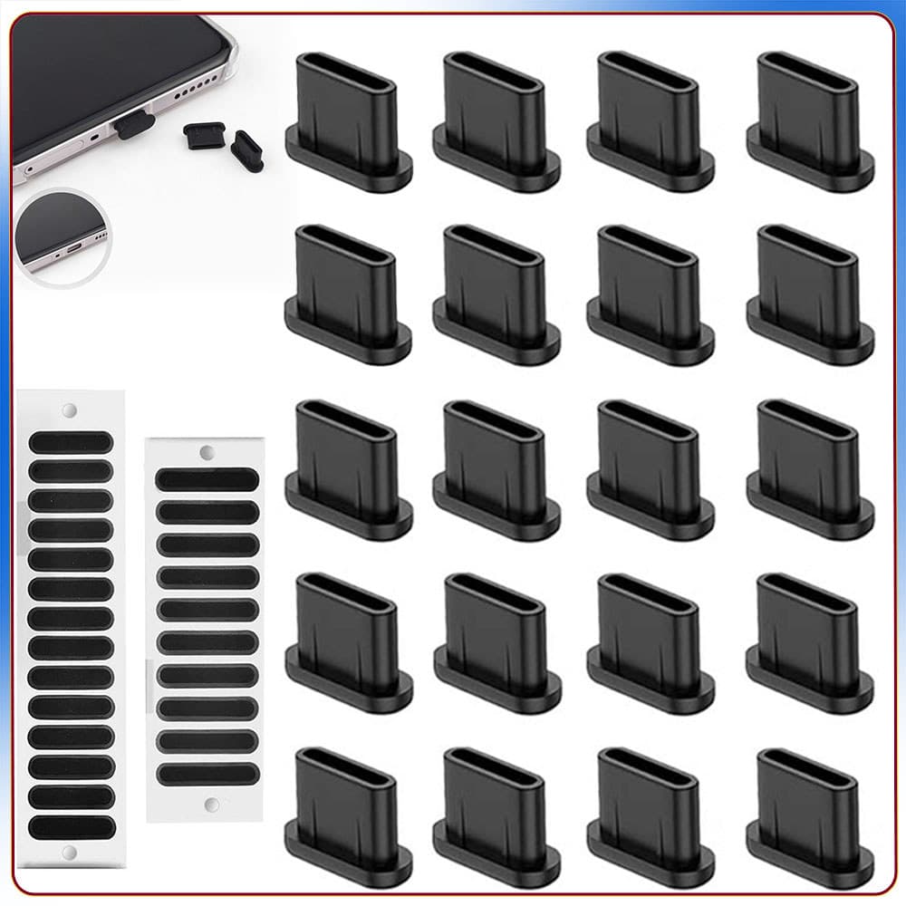Kit com 22 peças Tampa protetora contra poeira USB-C para iPhone 15/16/17 Series Samsung Google e todas as portas Type-C