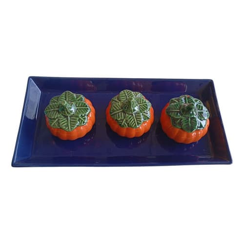 Kit 3 Cumbuca Moranga + Travessa Cerâmica Para Molhos