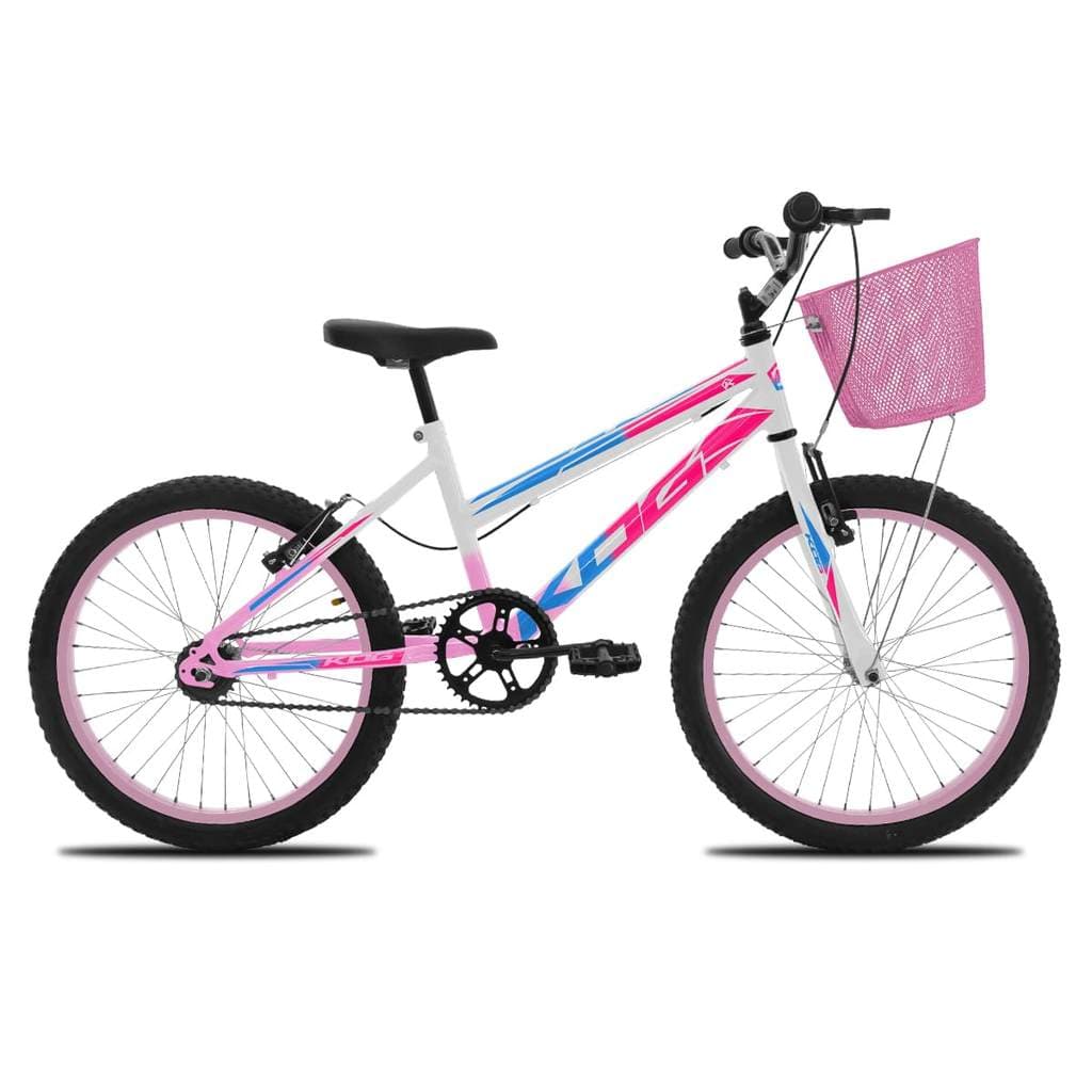 Bicicleta KOG Infantil Aro 20 Feminina e Cestinha Quadro Rebaixado Bicicleta Infantil para Meninas