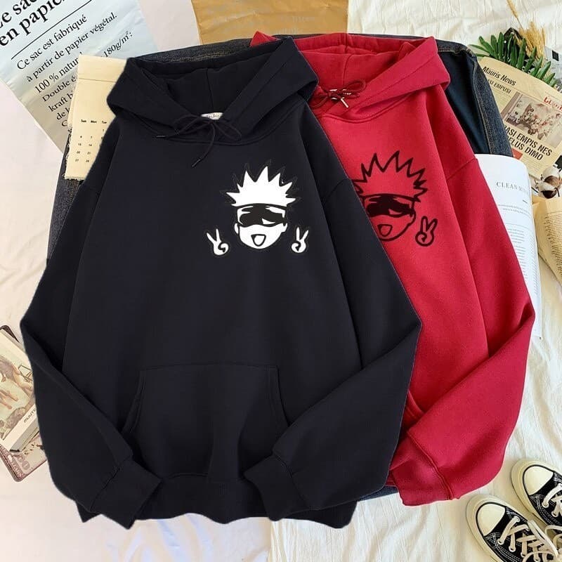 Moletom Canguru Com Capuz Satoru Gojo Fofo Senpai Paz Amor Jujutsu Kaisen Unissex