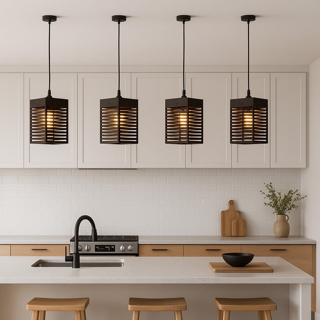 Kit 4 Luminárias Pendentes De Teto Estilo Moderno Área Gourmet - Preto