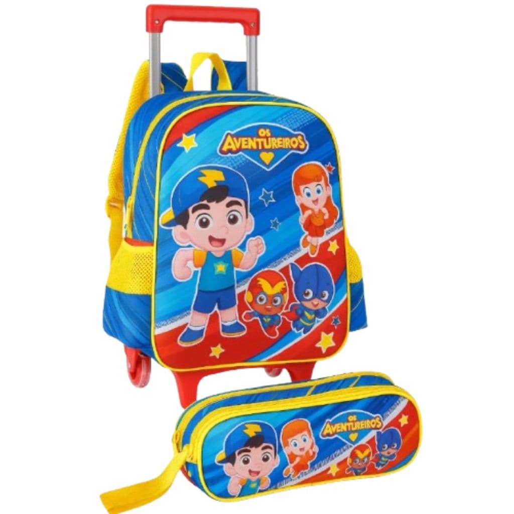 MOCHILA E ESTOJO INFANTIL ESCOLAR REFORÇADA COM RODINHA - LUCCAS NETO