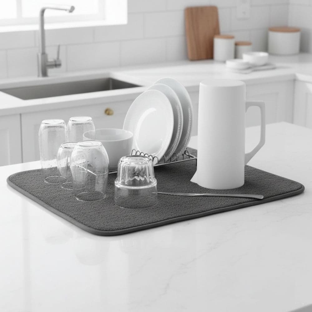Escorredor para Louças em Tapete de Tecido Microfibra Brabantia Super Absorvente Cinza Escuro
