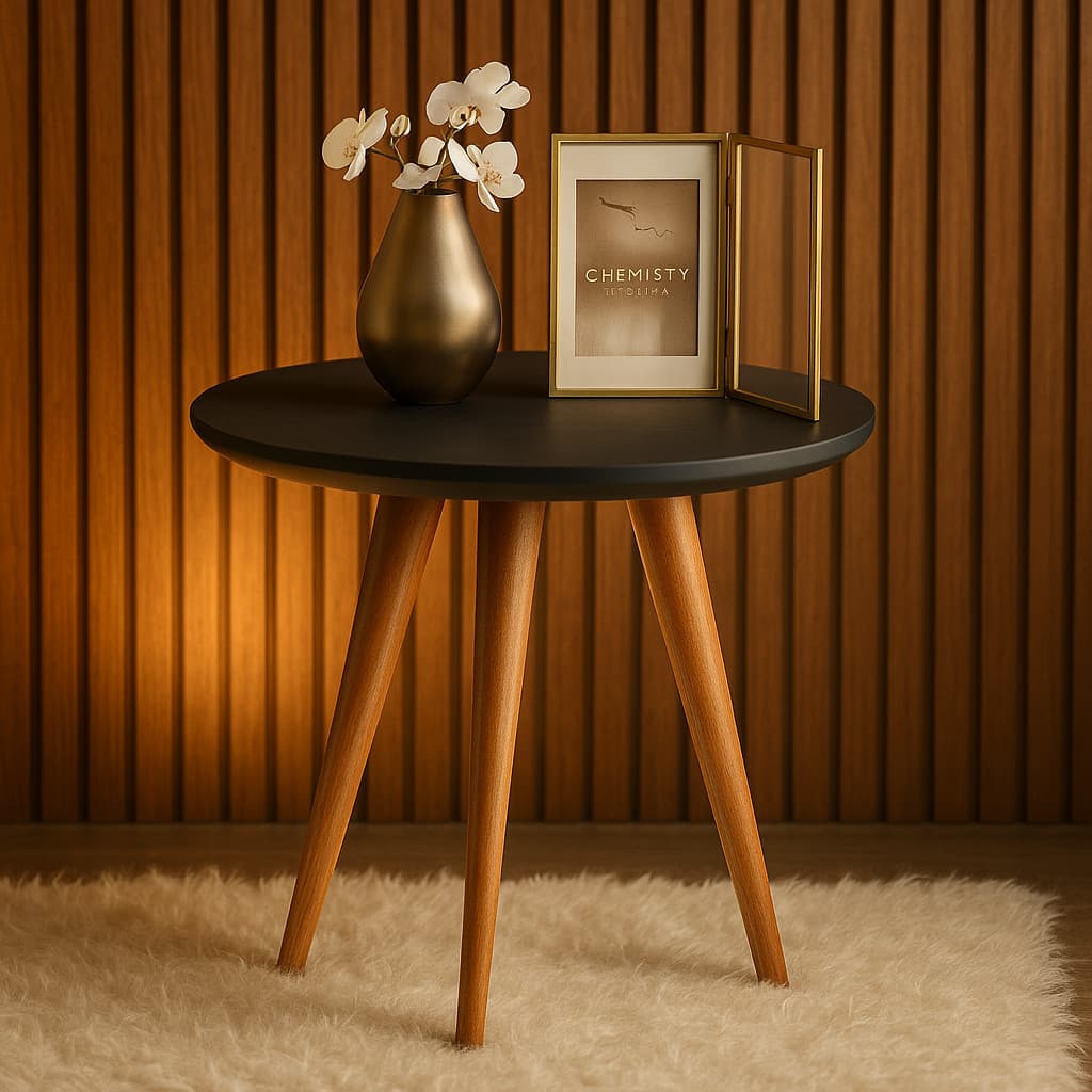 Mesa Tripé De Centro Para Sala Com Pés Palito Madeira Decorativa