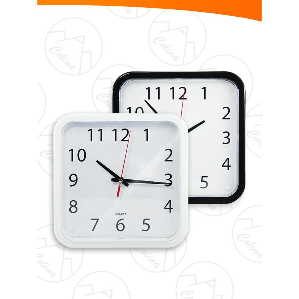 Relógio De Parede Quadrado Decorativo Branco E Preto Sala Cozinha 21x21CM
