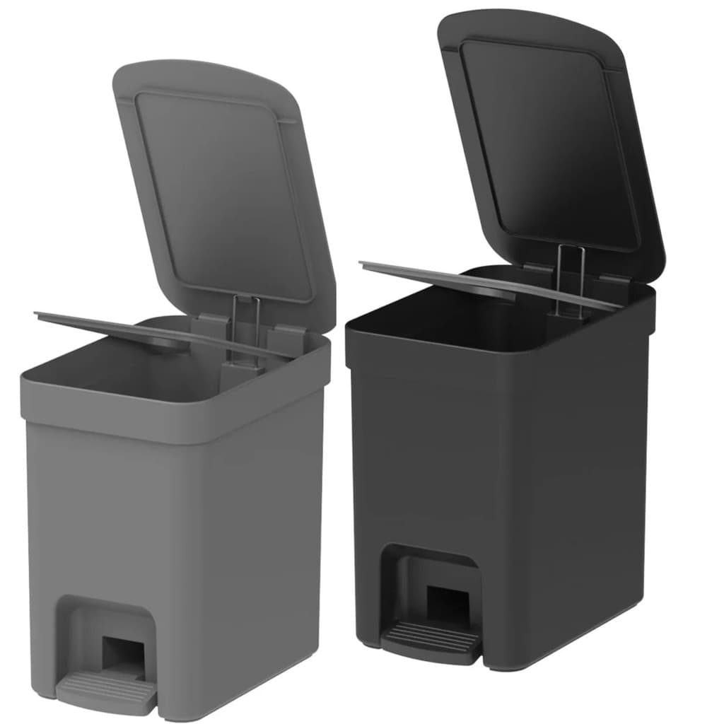 Kit de lixeiras com pedal Ou 2 peças 6L Linha Trium Chumbo/Preta