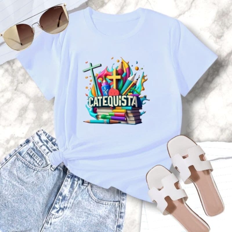 T-shirt Camiseta Unissex T-shirts Baby Look Feminina Catequista, Catequese, Missa Premium Envio Rápido