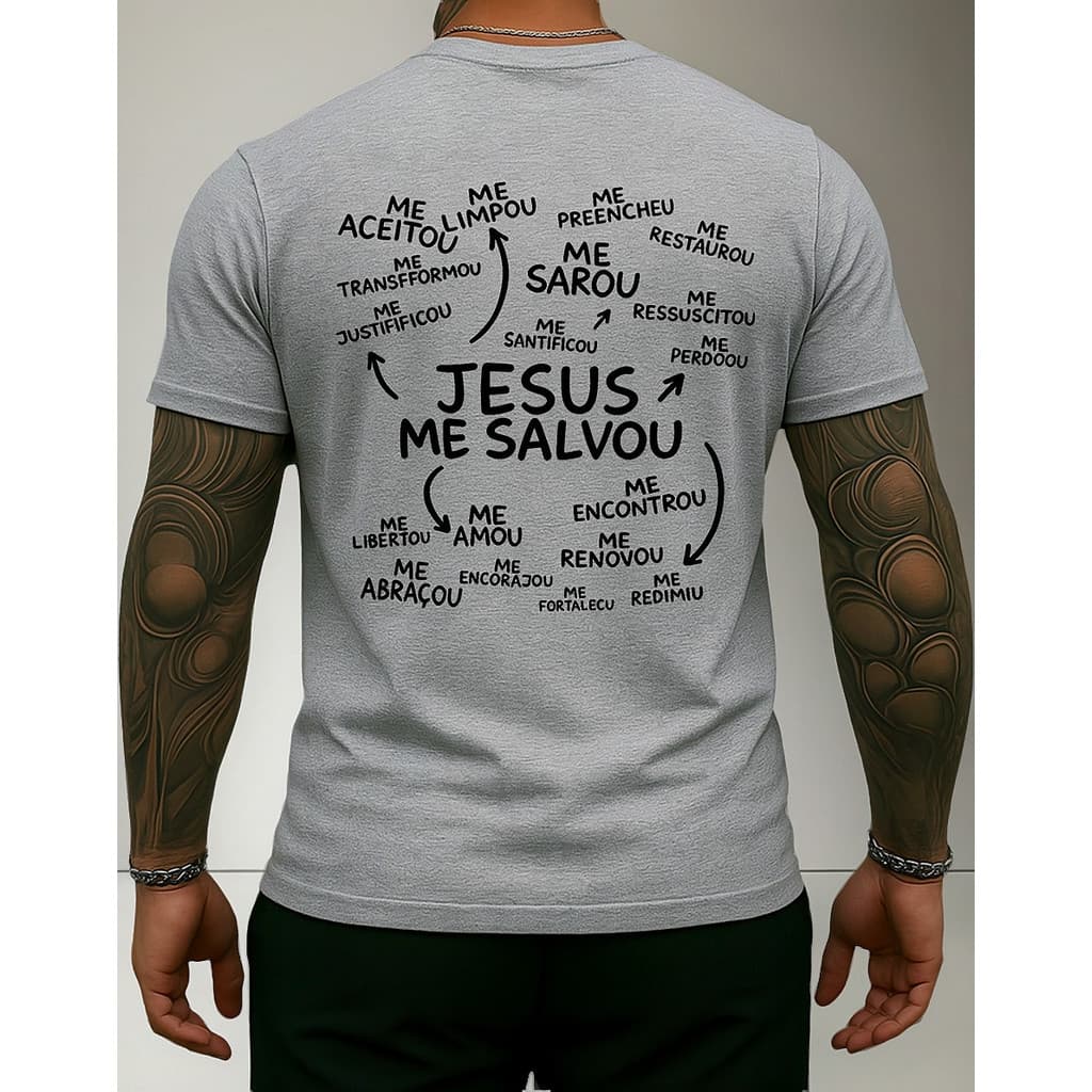 Camiseta Jesus Me Salvou Masculina Algodão Confortável