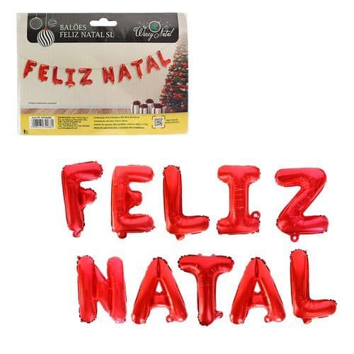 Kit Balões Metalizados Vermelho 37 Cm Tema Natal Decoração Festas Eventos