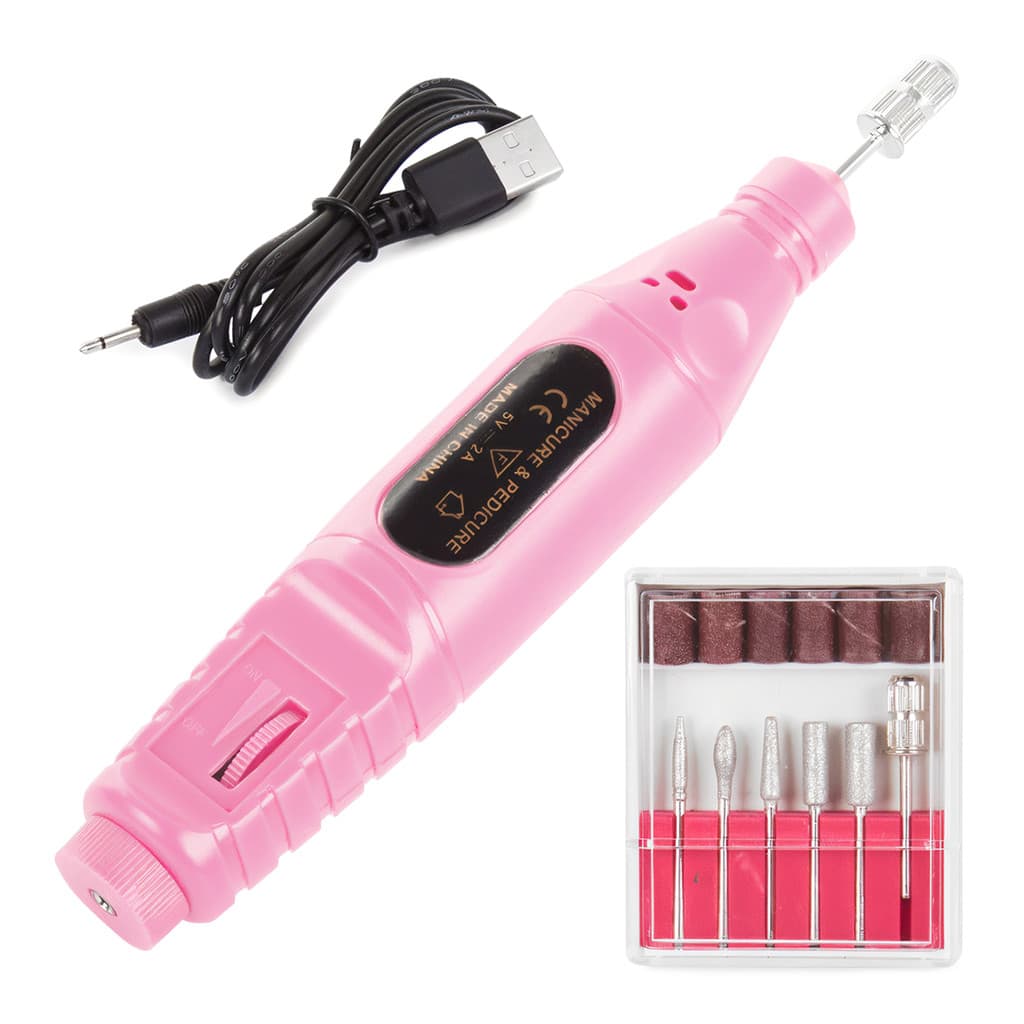 Lixa de Unha Elétrica Portátil Motor para Manicure e Pedicure Profissional Bivolt - Rosa Claro