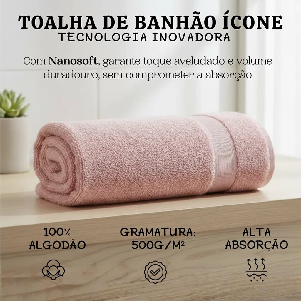 Toalha de Banho Gigante Camesa Ícone 85x150cm 500g/m²