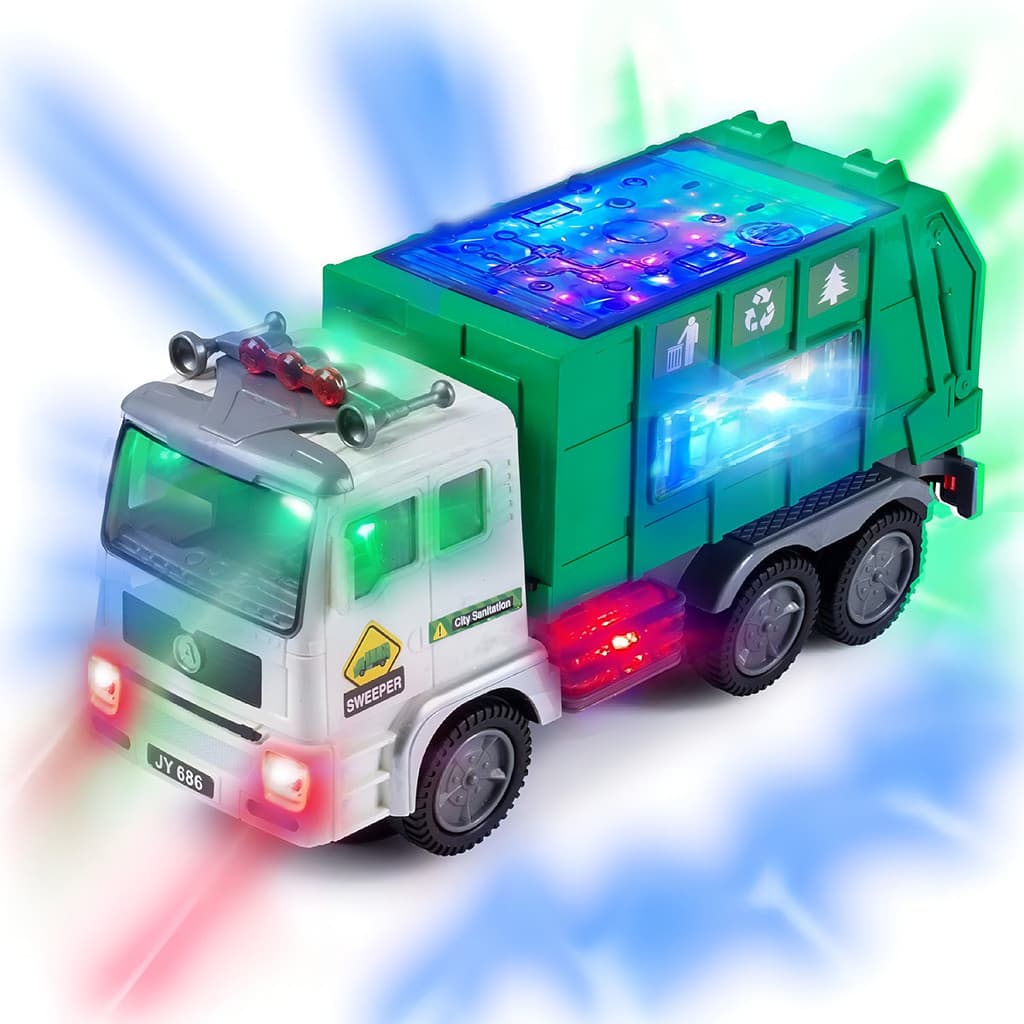 Caminhão De Lixo Com Som E Luzes 4d Brinquedo Bate e Volta