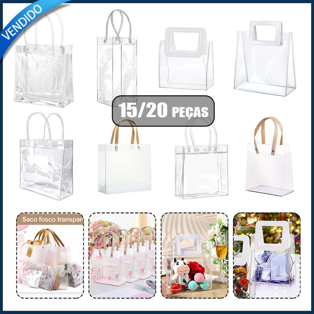 15/20 uni Sacos de presente em plástico transparente Lembrancinhas de casamento Sacos de presente para festas
