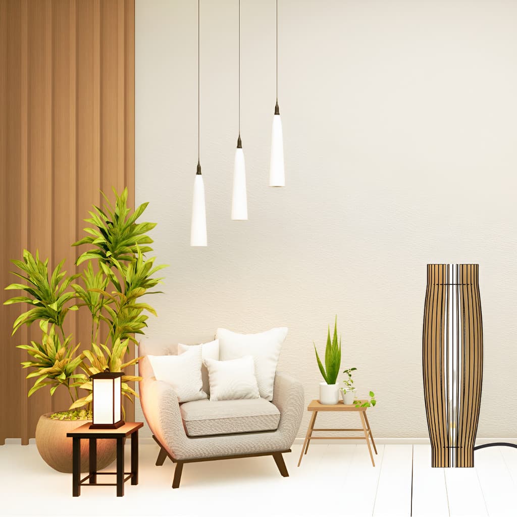 Abajur Grande De Chão Mdf Luminária Cúpula MDF