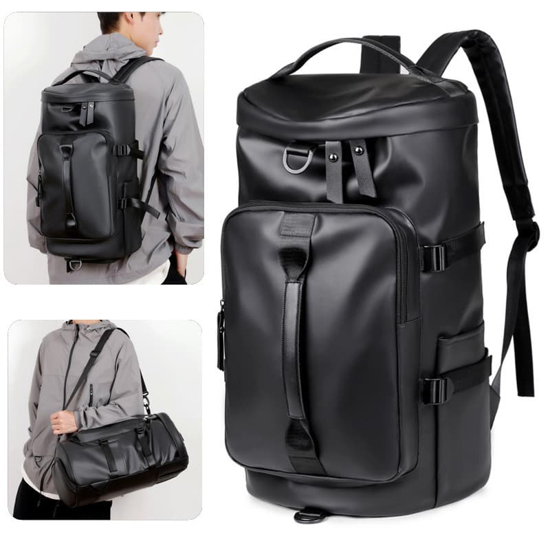 Mochila De Viagem Masculina De Couro PU De Grande Capacidade Durável À Prova D'água Bolsa De Bagagem De Mão Com Comparti