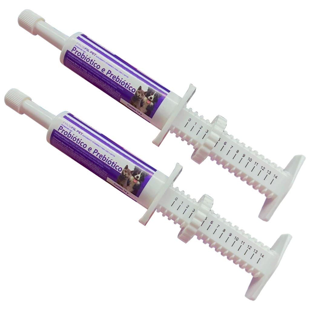 KIT 2 Probiótico e Prebiótico Probfil Pet Suplemento Vitamínico para Cães e Gatos 14g