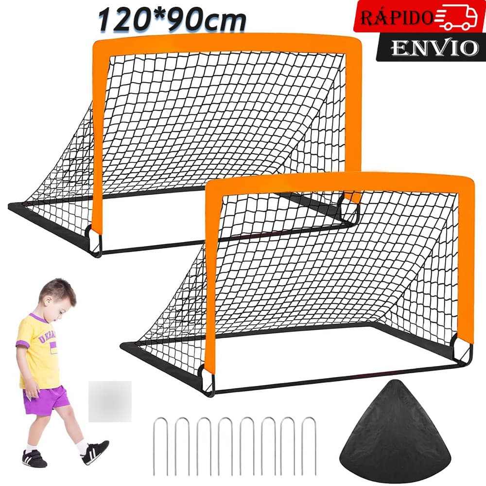 2 peças Brinquedo Futebol Kit Traves Golzinho Infantil Gol,Trave de Gol Golzinho Futebol 120*90cm Laranja