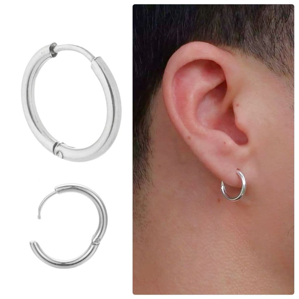 1 Brinco masculino Argola Lisa 10mm Aço Cirúrgico Antialérgico Unidade