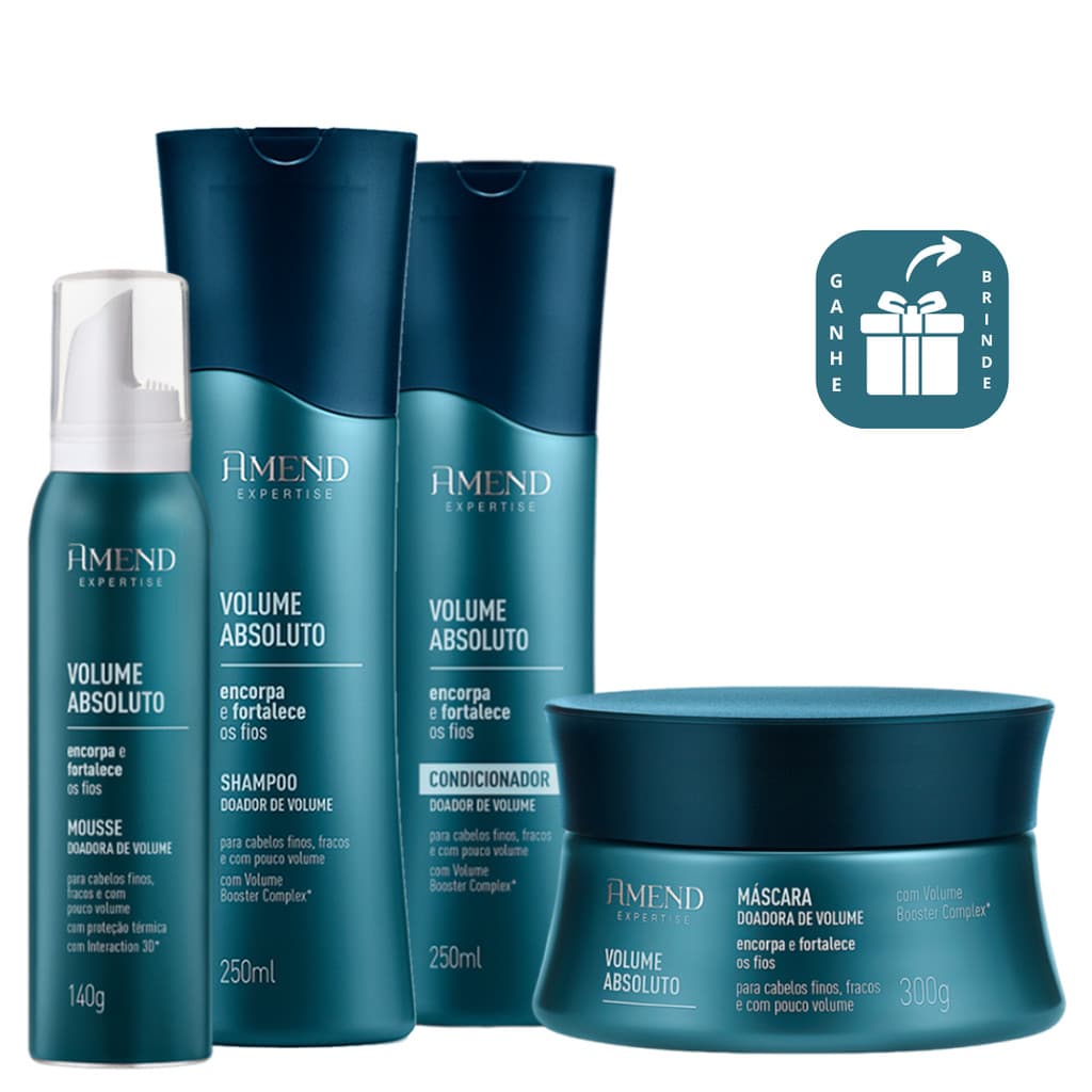 Amend  Volume Absoluto Kit  Shampoo, Condicionador e Máscara
