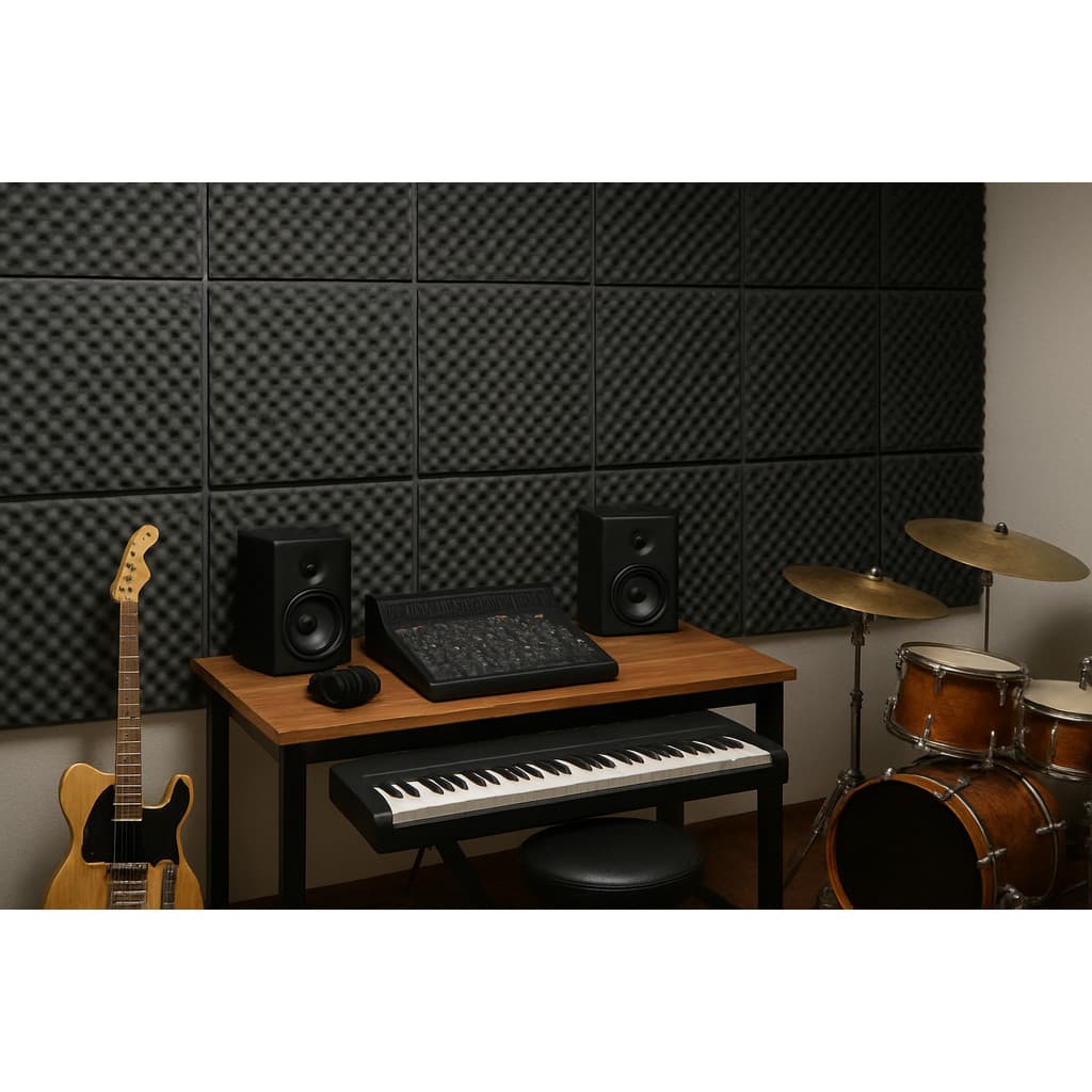 10un Espuma Acústica Casca de Ovo 2cm p/ Absorção de Som Tratamento Estúdio Podcast Armazem