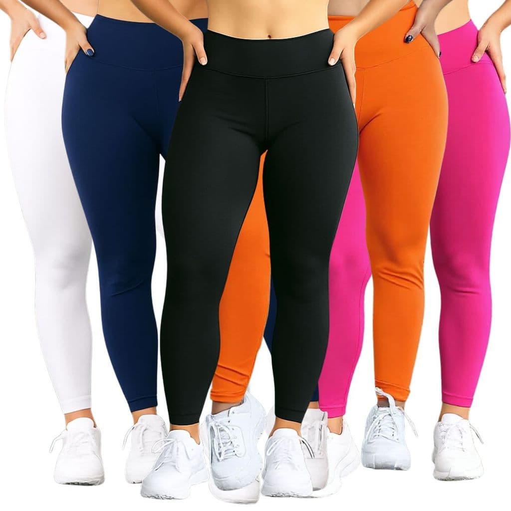 Kit 5 Calça Treino Legging Fitness Suplex Basica Academia Feminina Cintura Alta Moda Cross Conforto