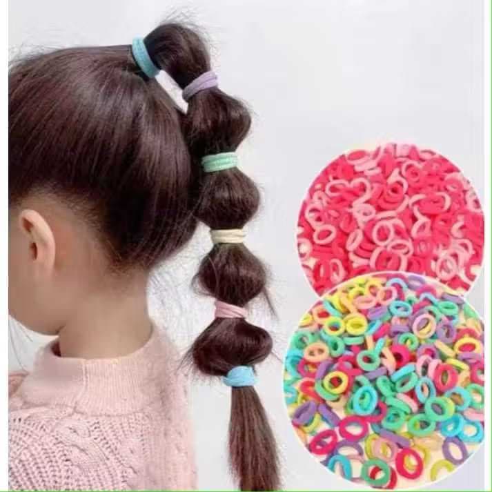 Kit 100/200 peças/Set Faixas De Cabelo Elásticas Coreanas Para Meninas Faixa De Borracha Bebês Crianças Acessórios