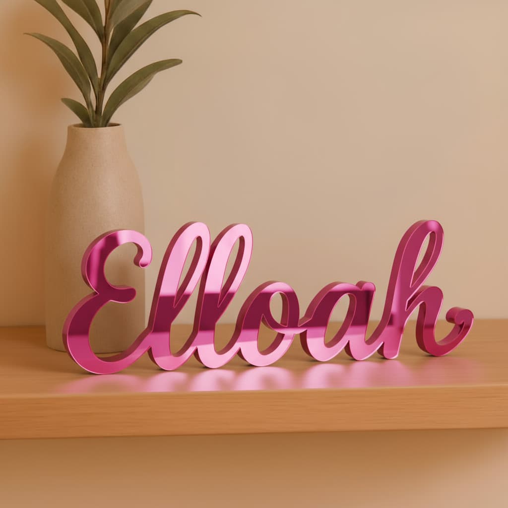 Letreiro ESPELHADO NA FACE Nome Personalizado Decorativo de Mesa/Estante