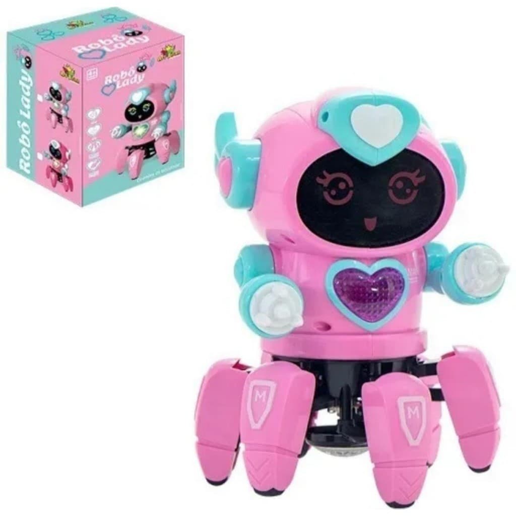 Brinquedo Robô Aranha Lady Dançante Face Digital Com Sons Luzes