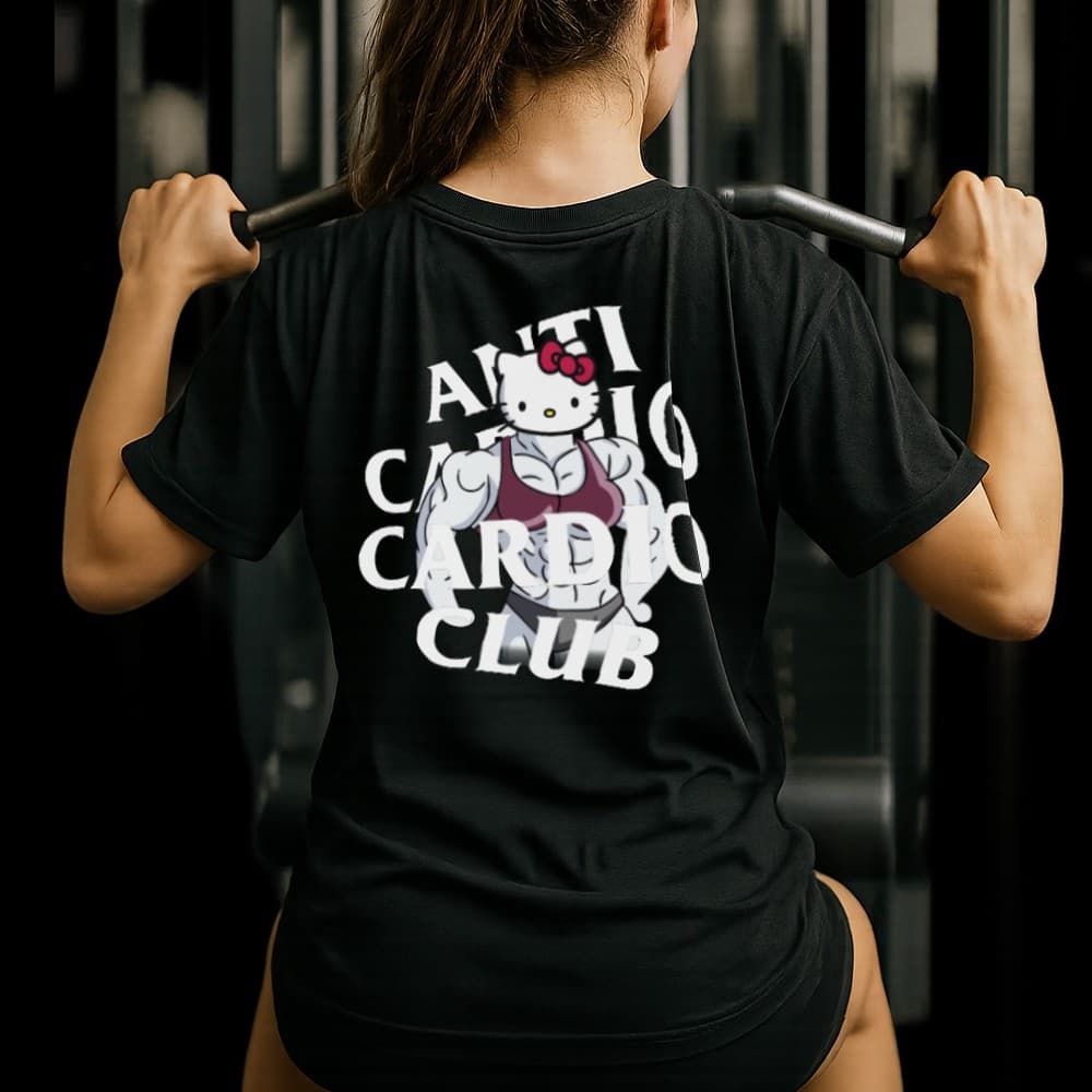 Camisa Anti Cardio Club Hello Kitty Look Maromba Camiseta Academia Treino camisetas 100% algodão Fio 30.1