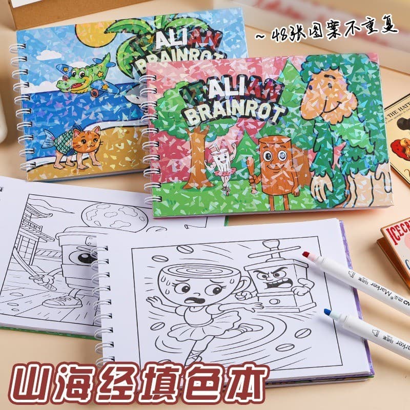 LIVRO PARA COLORIR ITALIAN BRAINROT TRALALERO TRALALA COLORBOOK CAPA DURA