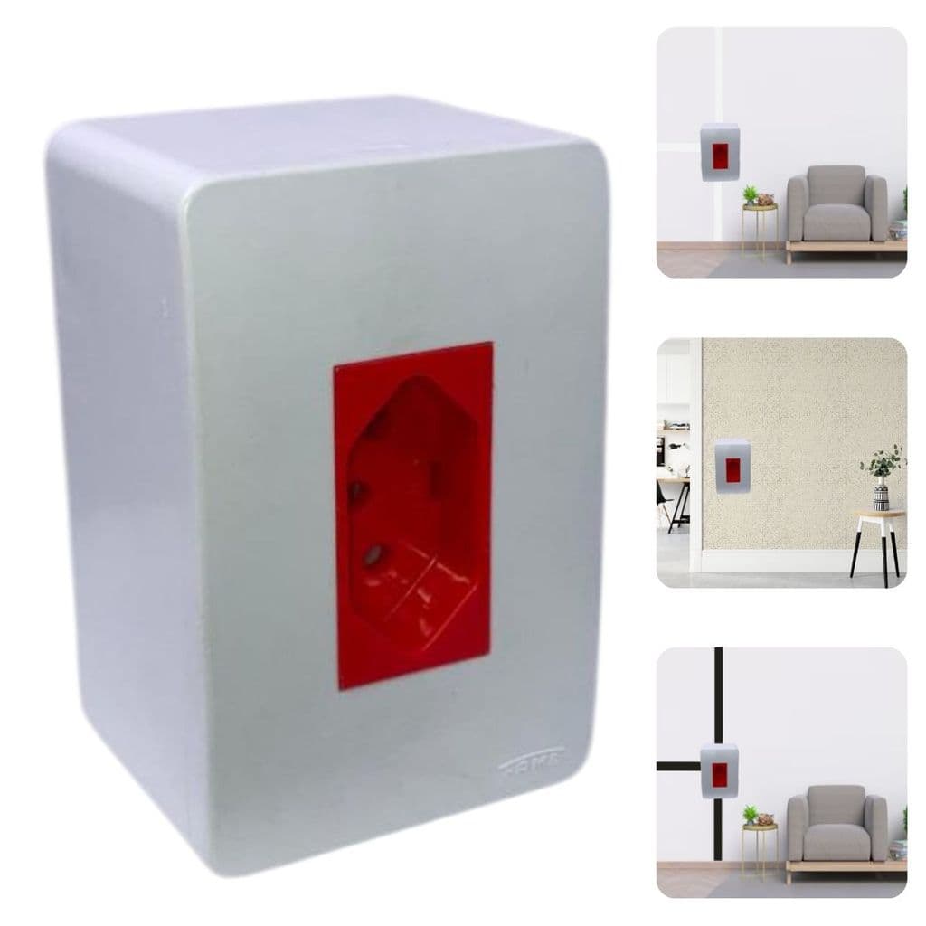 Conjunto Tomada Simples 10A Vermelha Sobrepor Canaleta Fame