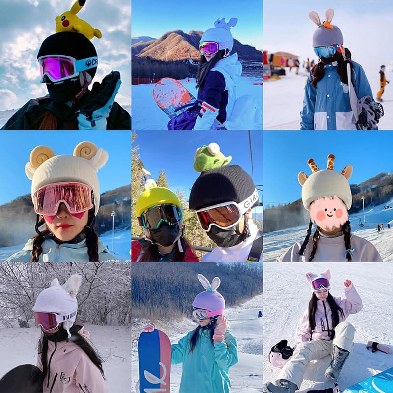 Capa De Capacete De Esqui Para Mulheres Homens Decoração Snowboard Lavável Esportes Ao Ar Livre Bonito Capacetes De Malh