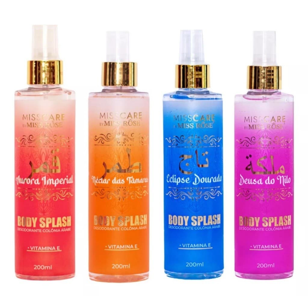 Body Splash Desodorante Colônia Árabe Miss Rose Aurora Imperial Deusa Do Nilo Luxo Feminino 200ml