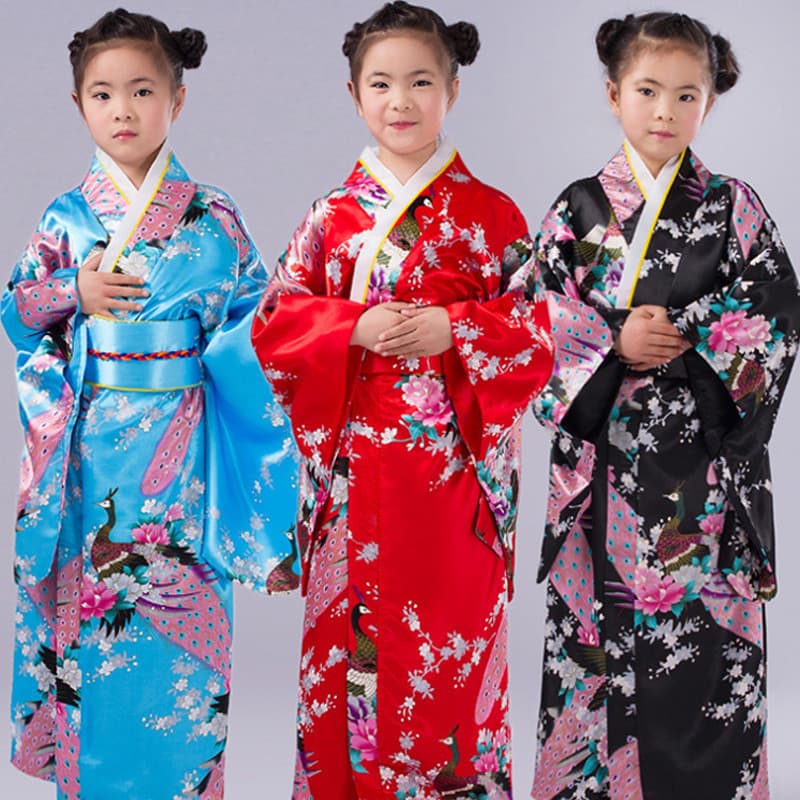 Crianças quimono traje tradicional feminino cos desempenho impresso Yukata camisola vestido minúsculas