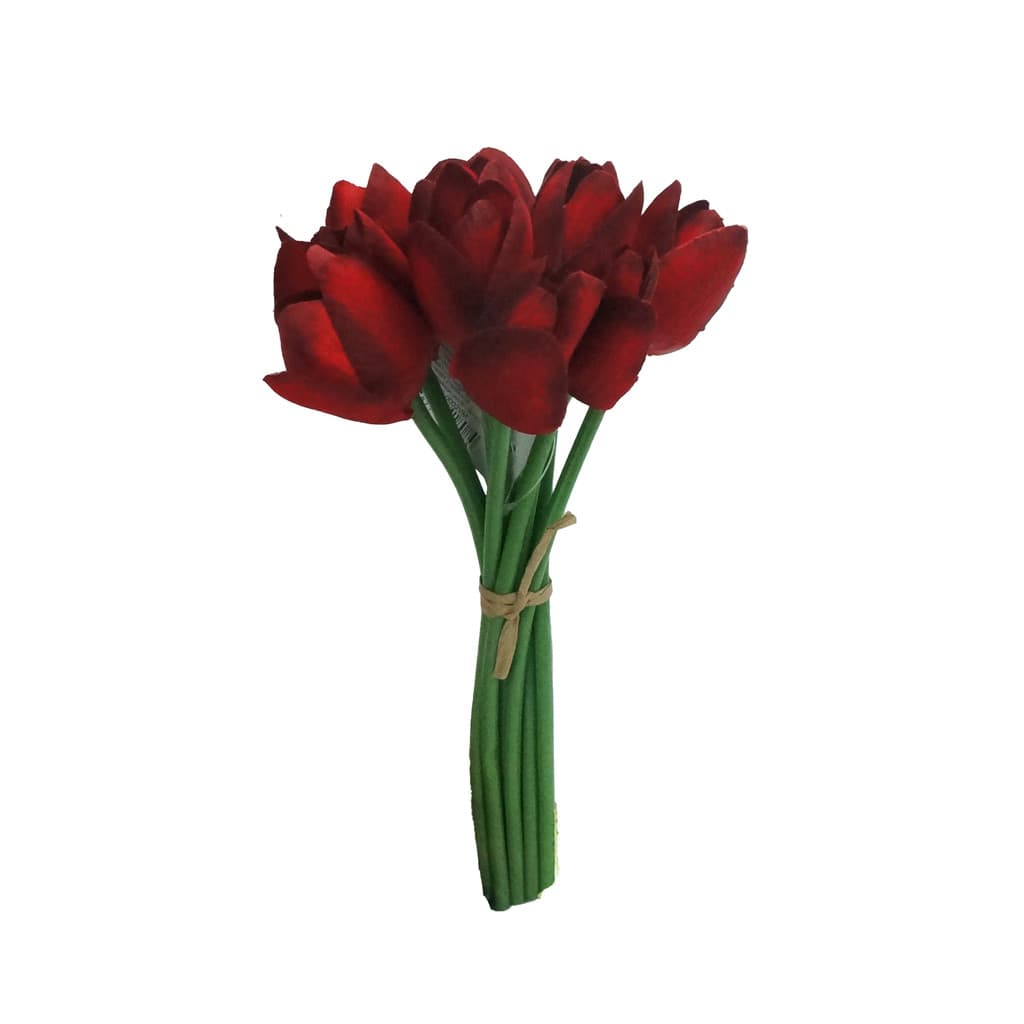 Maço Artificial de Tulipa Vermelha 25cm c/11 botões
