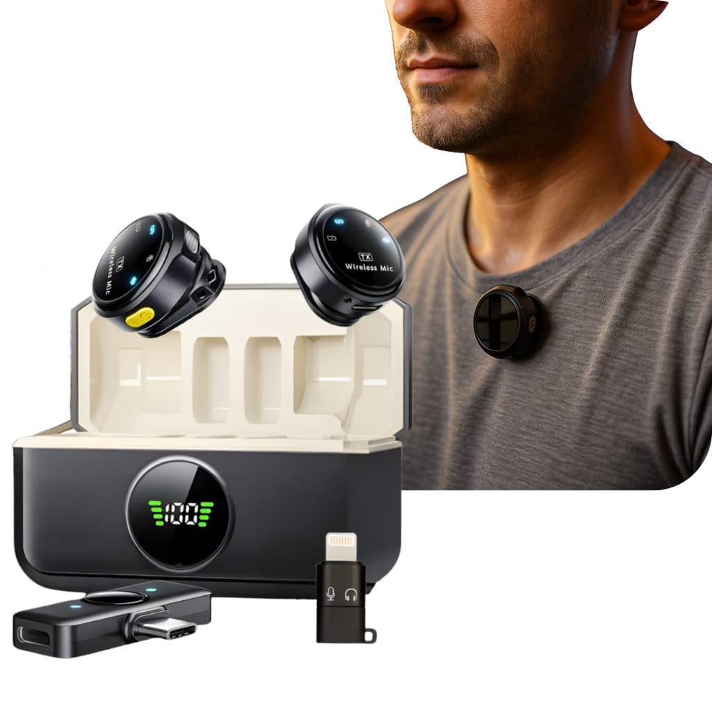 Kit Microfone de Lapela Sem Fio para Celular (Android e Iphone) – Áudio Profissional