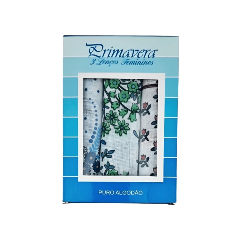 Kit 3 Lenço de Bolso Feminino 100% Algodão Primavera