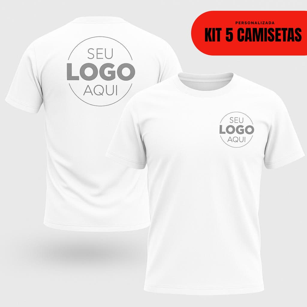 KIT 5 Camisetas  Com Sua Estampa Preferida Personalizada Sua Logo - 100% Algodão