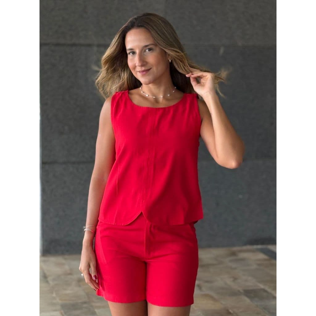 Conjunto Feminino Frente Canoa Blusa e Short Frescos Verão 2026