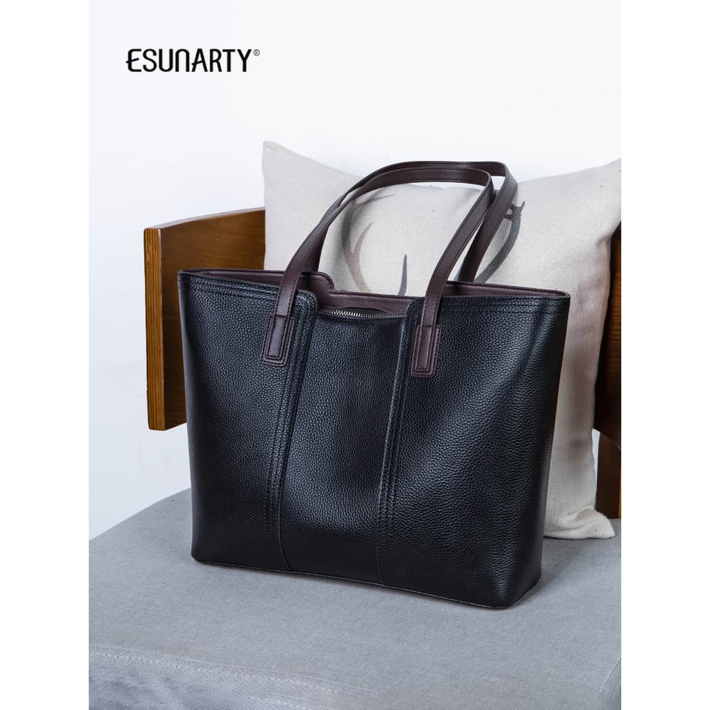 Bolsa Tote feminina de couro genuíno 2026 novo estilo moda Commuter grande capacidade bolsa feminina de um ombro couro m
