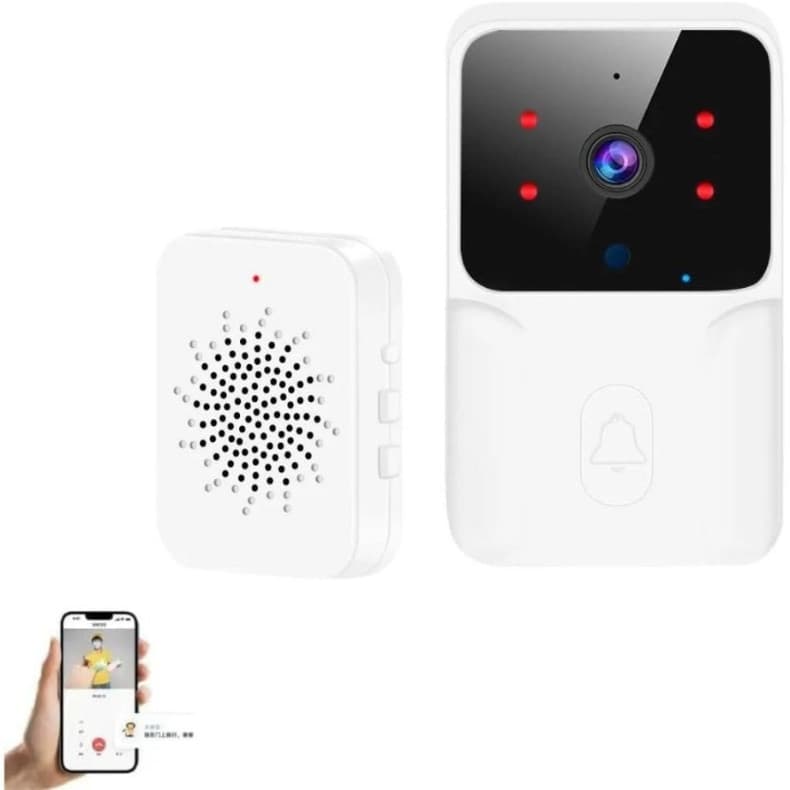 Campainha Com Câmera Vídeo Porteiro Sem Fio Wi-Fi HD Inteligente Smart Home, Branco | BEMCASA SHOP