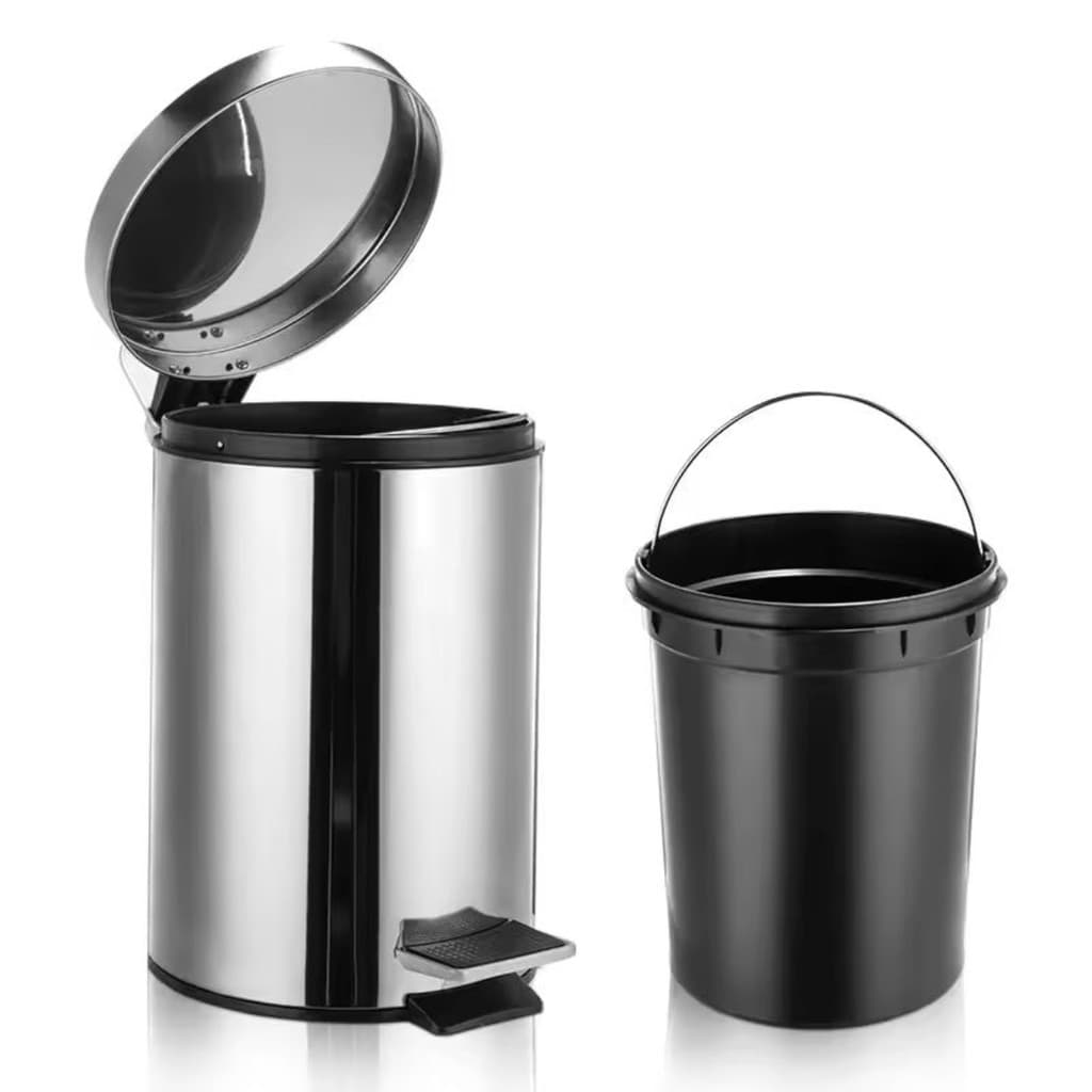 Lixeira Inox 3 Litros Com Pedal Balde Interno Basculante