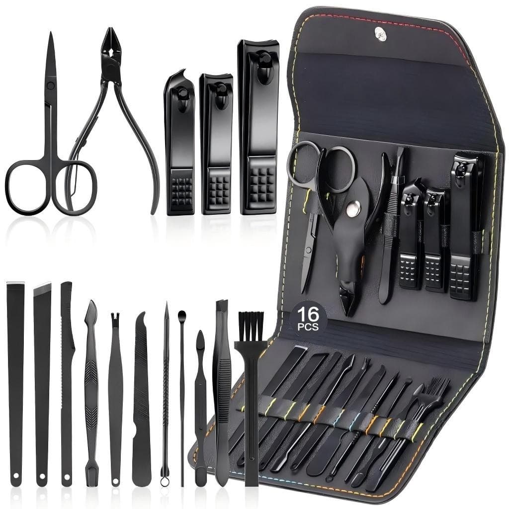 Conjunto de 16 peças de cortadores de cutícula/unhas em aço inoxidável