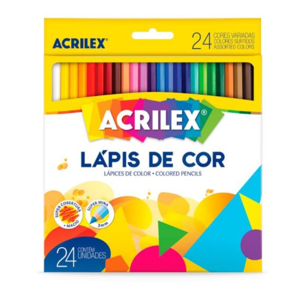 Lapis De Cor 24 Cores Acrilex Super Cobertura
