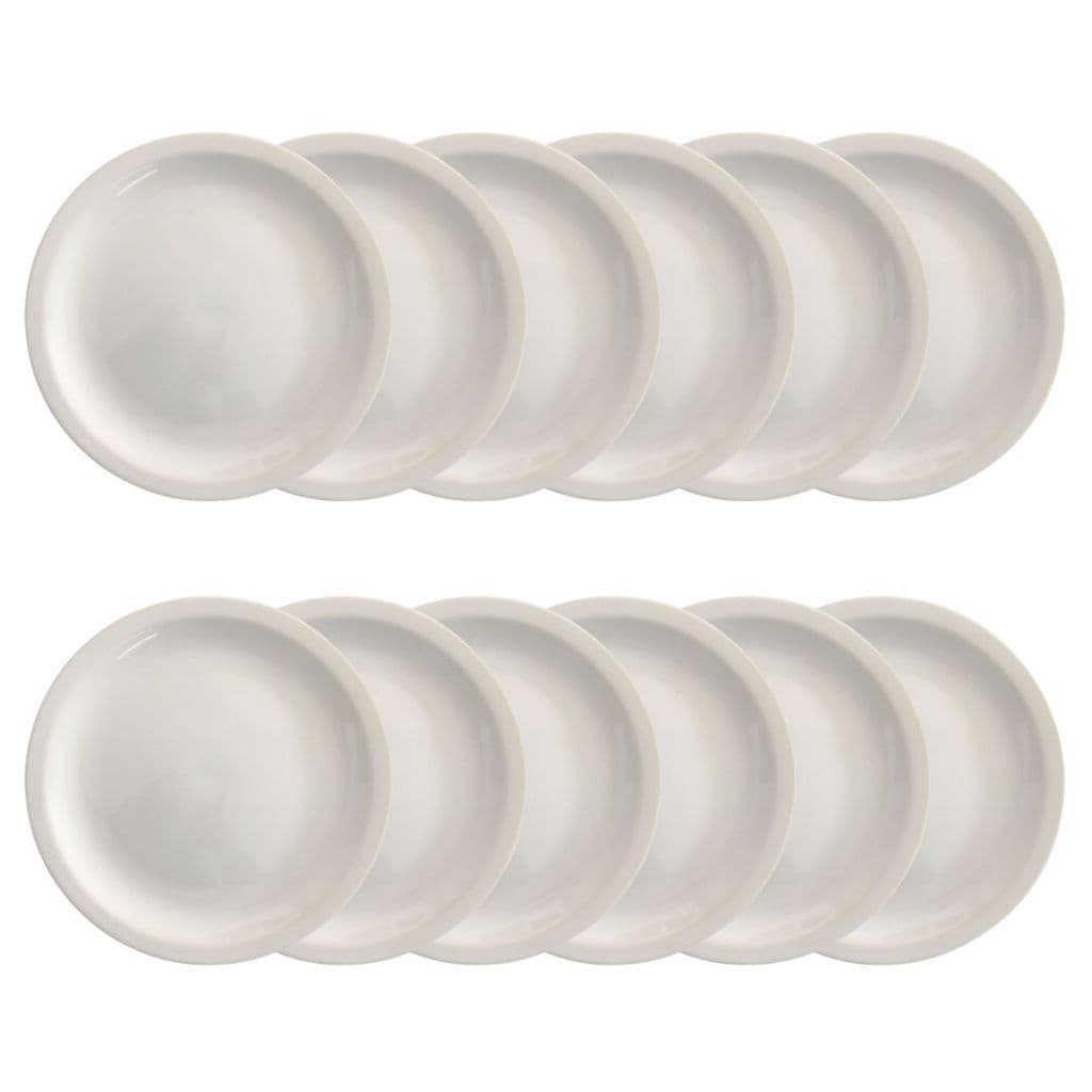 Kit 12 Pratos Raso de Cerâmica 25cm Branco