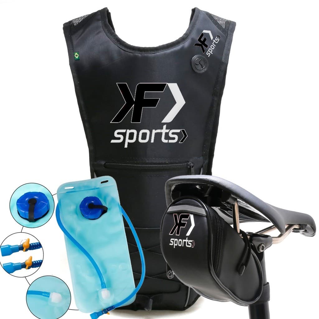 Kit Ciclismo Mochila De Hidratação Bolsa Selim Celular Bike Bicicleta Preto