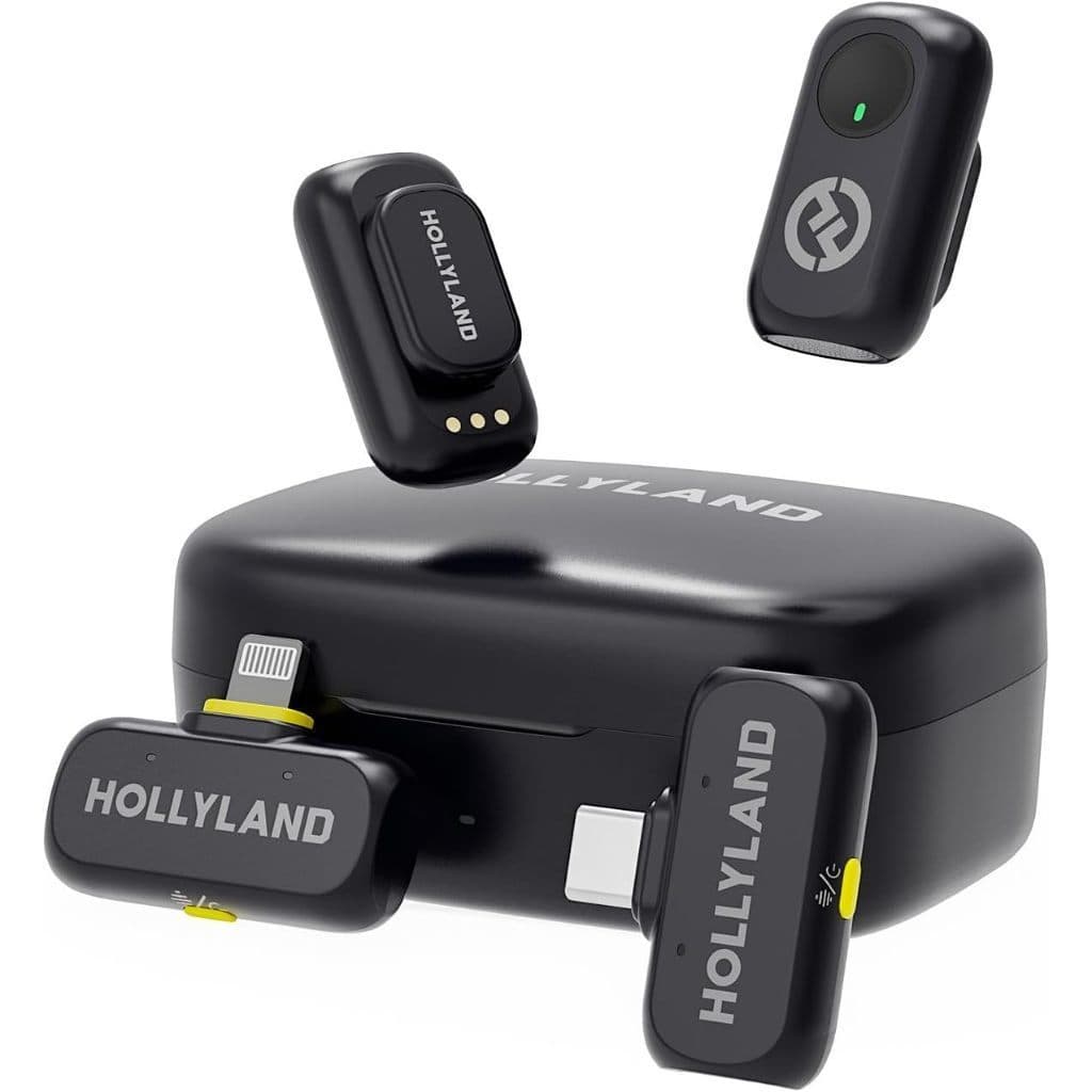 Microfone Lapela Hollyland Lark A1 Combo Preto P/ iPhone e Android USB-C Lighting