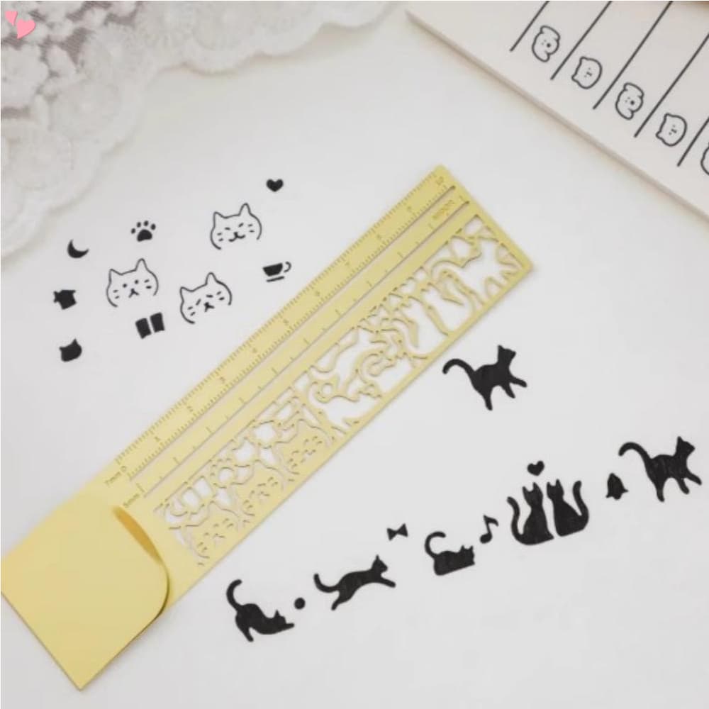 Padrões De Gato Cortados A laser Régua De Metal Multifuncional Design Oco Para Desenho , Estêncil E Modelos De Diário Fe