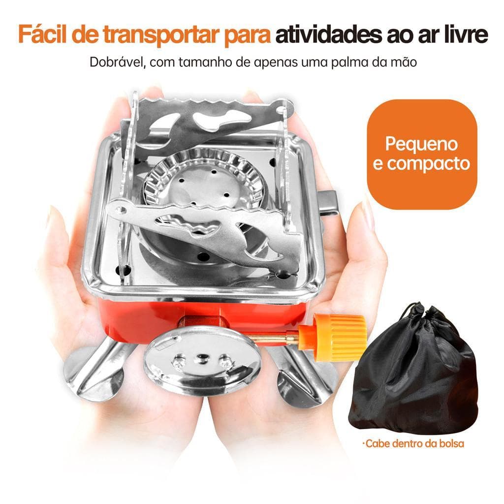 Fogareiro Portátil Fogão á Gás Ingnição Automática Camping Viagem Dobrável